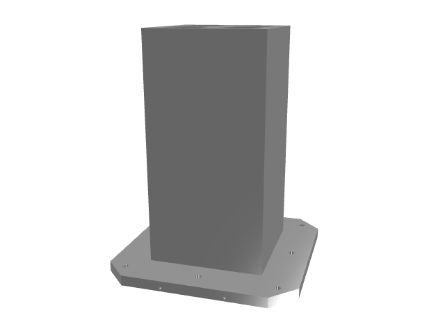 3D render of a solid, rectangular tombstone or column fixture.