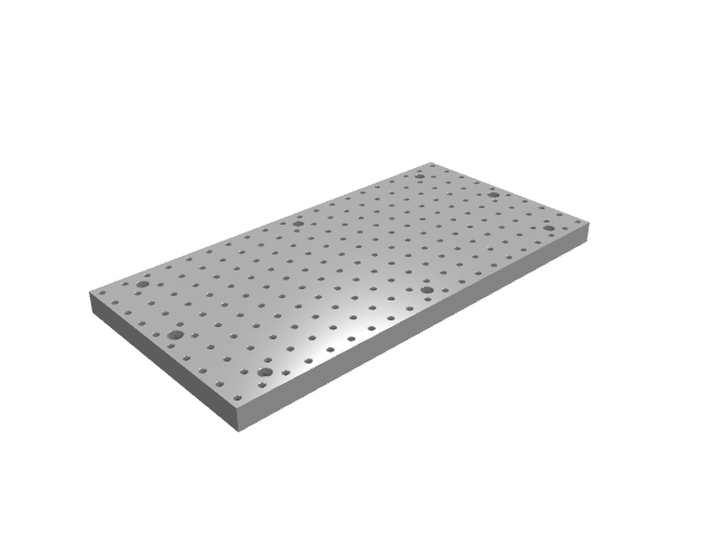 3D render of a long rectangular grid subplate with distinctive surface highlights.