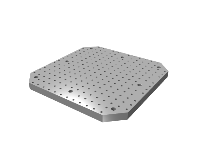 3D render of a square multi-hole subplate from a soft angular perspective.