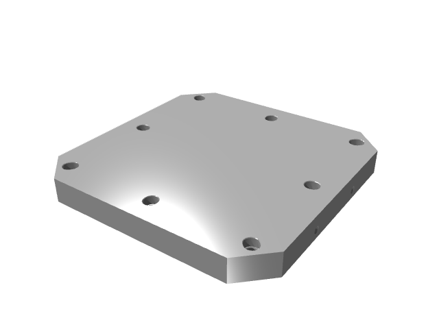 3D render of a square subplate variant under high-contrast lighting.