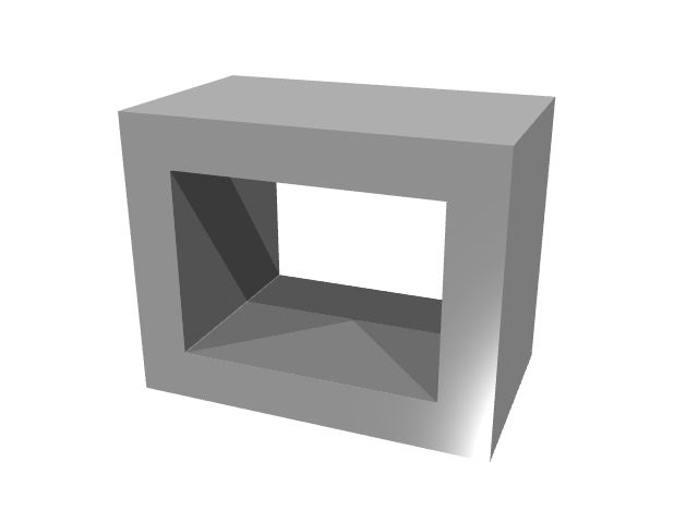 3D render of a wide rectangular window fixture block under uniform matte shading.