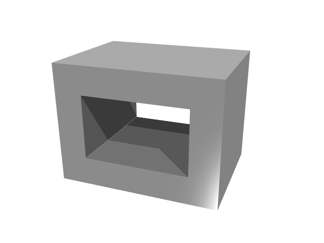 3D render of a low-profile, rectangular open frame block under direct lighting.