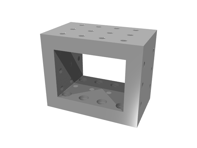 3D render of a tall, open-sided rectangular frame block with top patterns.