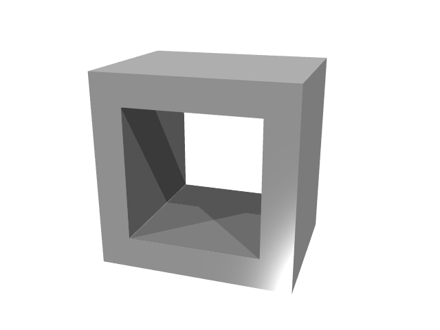3D render of a hollow, open-sided square window tooling block.
