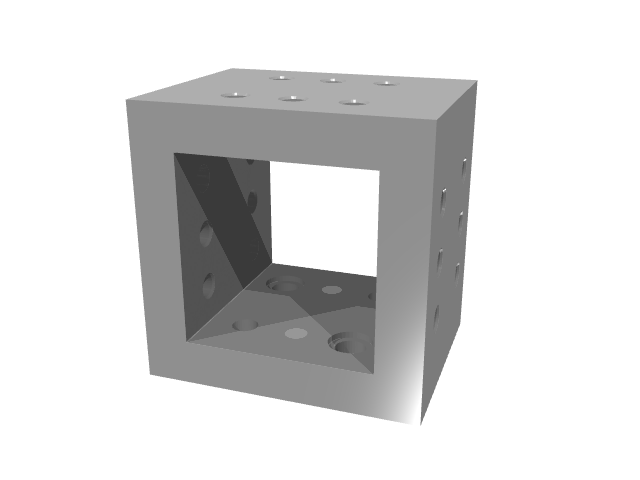 3D render of a hollow, open-sided square window tooling column block.