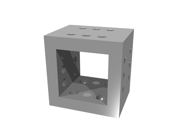 3D render of a hollow, open-sided square window tooling column block.