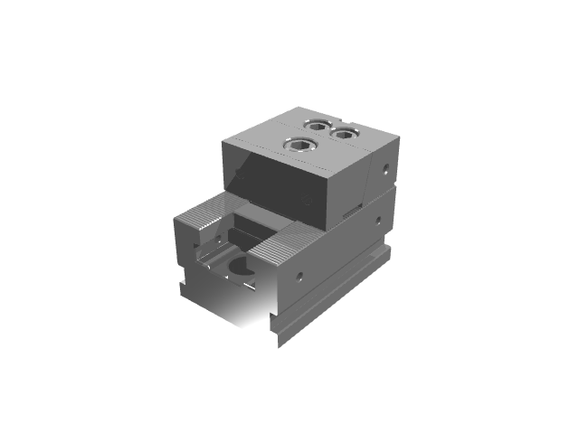 3D render of a modular vise base unit under direct lighting.