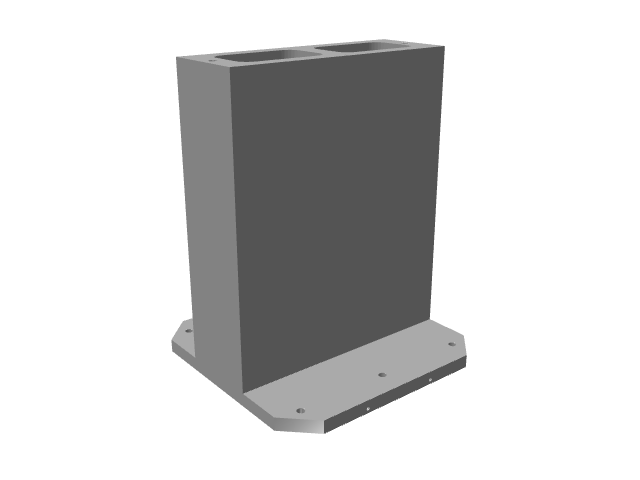 Grey 3D render of a thick rectangular tombstone column on a base plate.