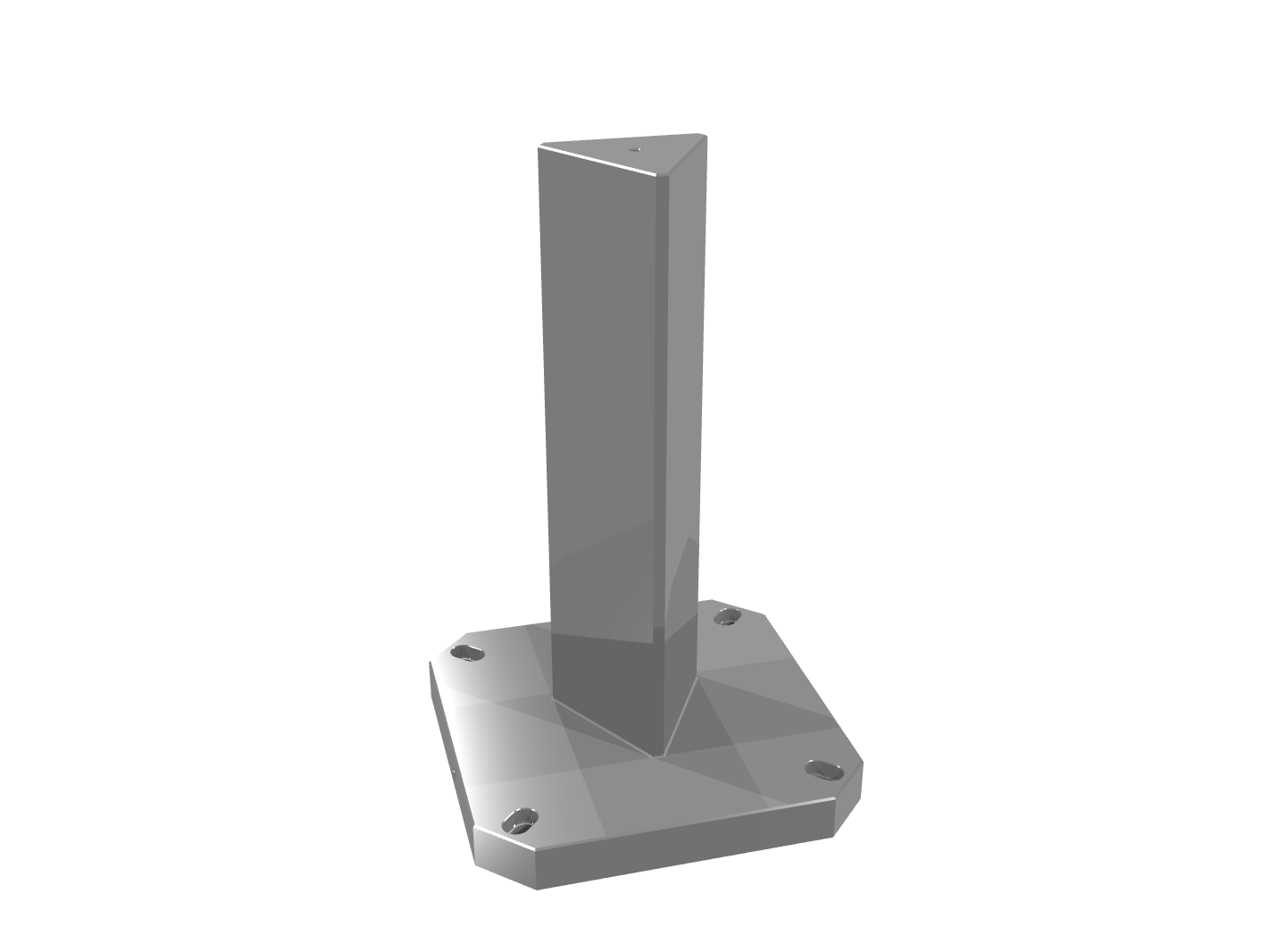 Grey 3D render of a slender triangular pillar with subtle gradient shadows.