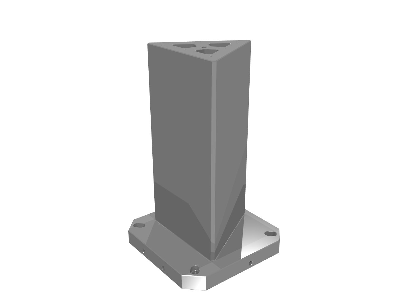 Grey 3D render of a slightly wider triangular pillar with top openings visible.