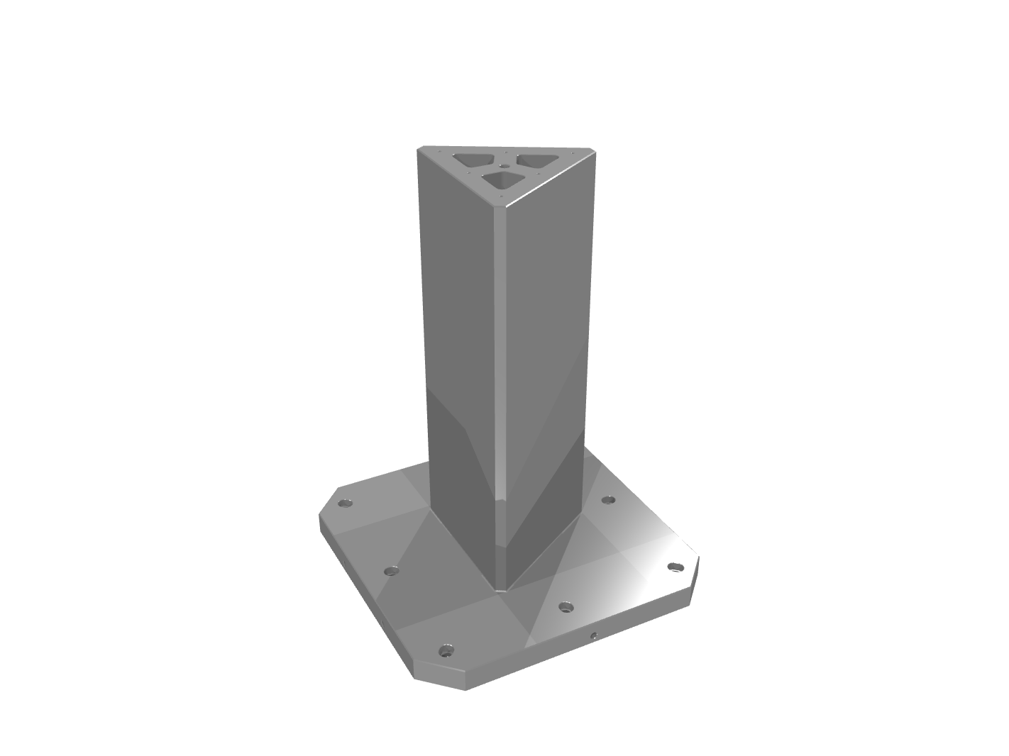 Grey 3D render of a triangular pillar with distinct gradient shading.