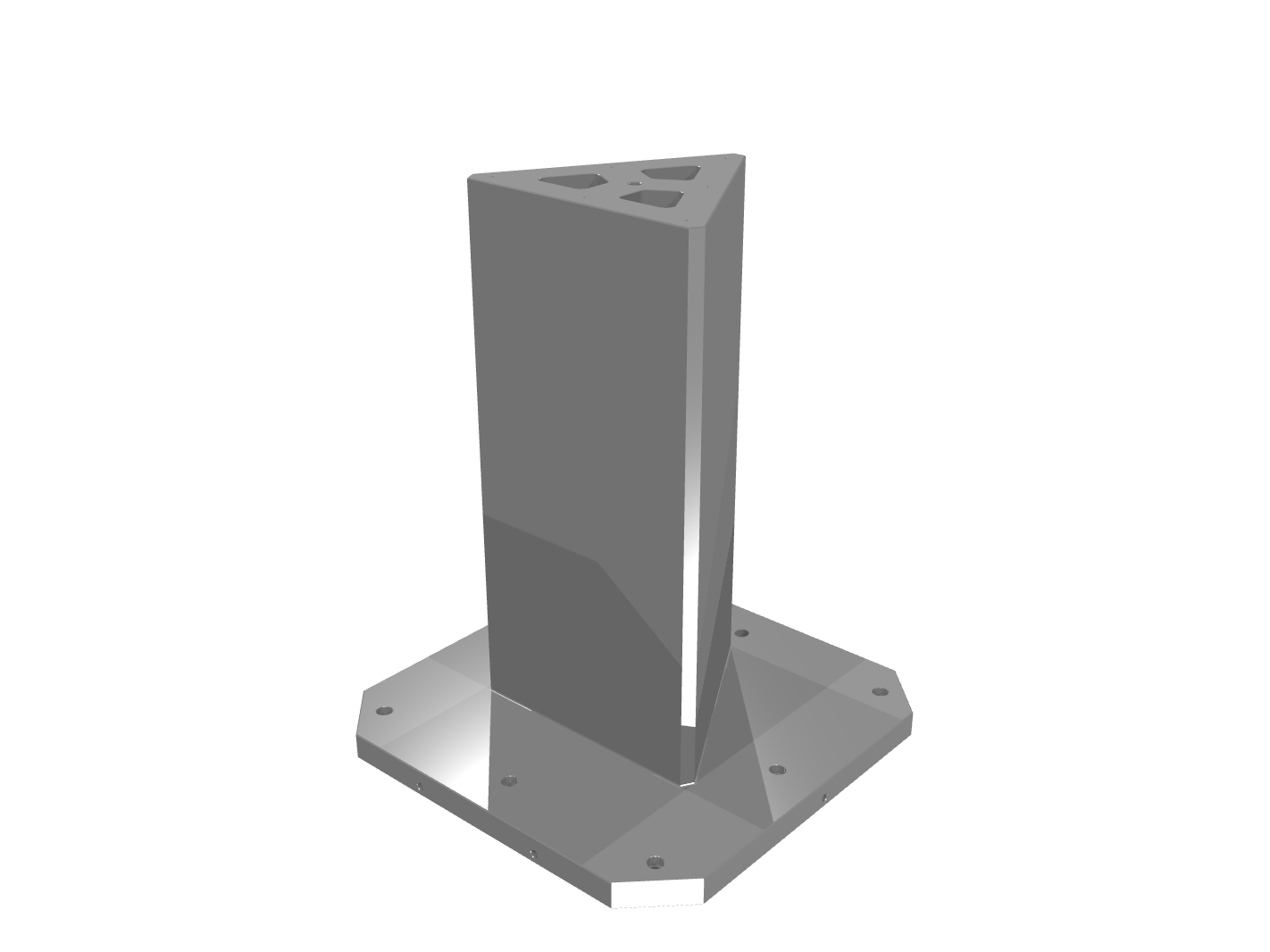 A taller, gray triangle tooling column with a vertical slot.