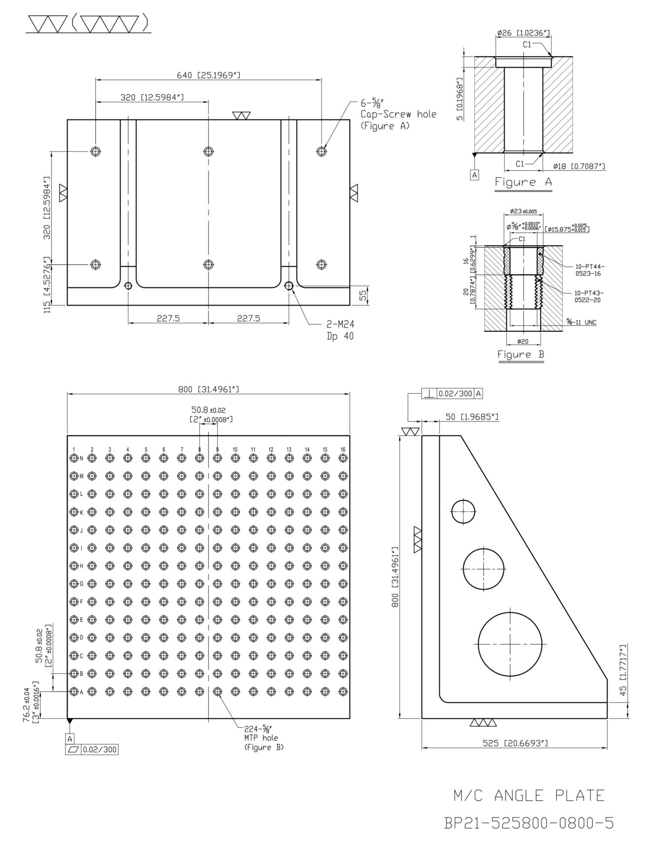 BP21-525800-0800-5 Grid Pattern Angle Plate | Tombstone City